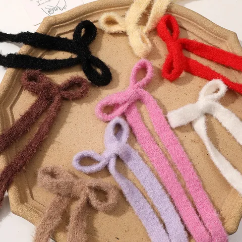 Pinza de Pelo de Lazo de Cinta de Peluche Suave Dulce Lindo Accesorios de Cabello de Invierno para Mujeres y Niñas Herramienta de Estilo de Cabello de Moda