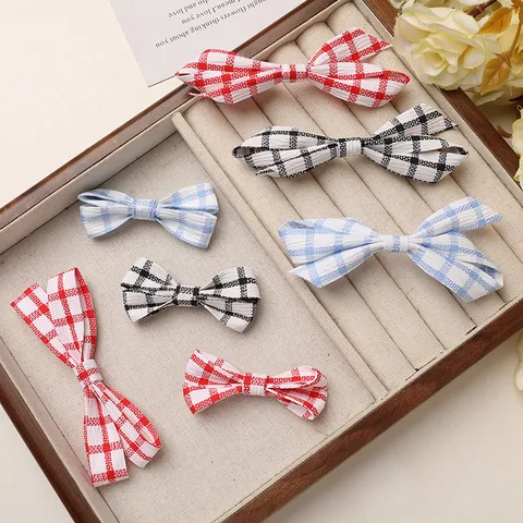 Coreano Ins Lindo A Cuadros Tela Lazo Pinza De Pelo DIY Sombreros Bolsa Zapato Flor Colgante Accesorio