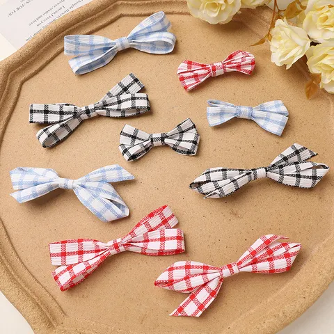 Coreano Ins Lindo A Cuadros Tela Lazo Pinza De Pelo DIY Sombreros Bolsa Zapato Flor Colgante Accesorio
