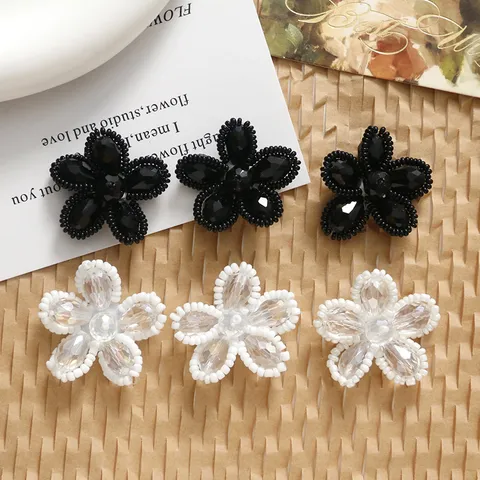 Dark Obsidian Texture Crystal Woven Flower DIY Handmade Woven Earrings Hairpin Pendant Material Acrylic Craft Accessory