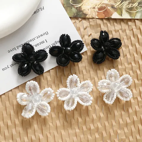 Dark Obsidian Texture Crystal Woven Flower DIY Handmade Woven Earrings Hairpin Pendant Material Acrylic Craft Accessory
