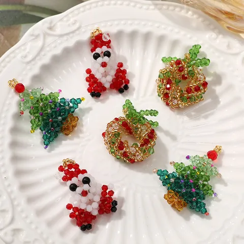 Árbol de Navidad Guirnalda Muñeco de Nieve Colgantes de Cuentas de Vidrio DIY Joyería Abalorios Para Pendientes Cadena de Teléfono