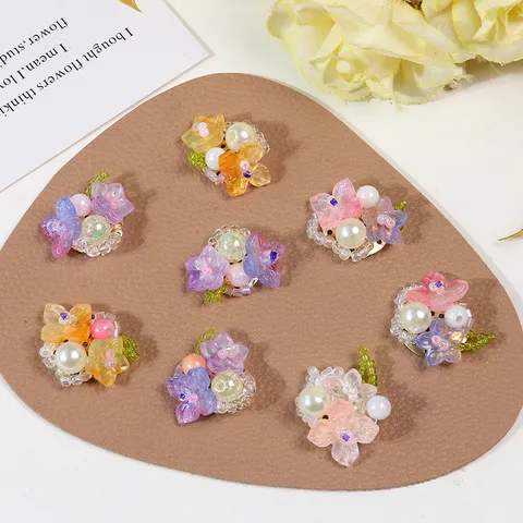Handgefertigte Glasperlen Blumen Cluster DIY Zubehör Frisch Süß Haarklammer Ohrring Schuhblume Handwerk Schmuck