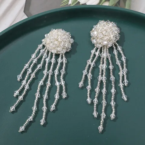 Handgemachte Perlen Kristall Blume Flicken DIY Kleidungszubehör Glänzende Strass Applikation Für Kleidung Taschen Schuhe