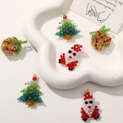 Árbol de Navidad Guirnalda Muñeco de Nieve Colgantes de Cuentas de Vidrio DIY Joyería Abalorios Para Pendientes Cadena de Teléfono