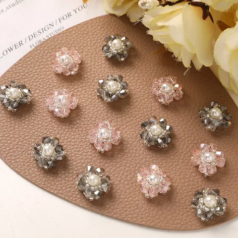Handgemachte Kristallglas Und Künstliche Perle Kleine Blume DIY Zubehör Für Ohrringe Haarnadeln Schmuckherstellung