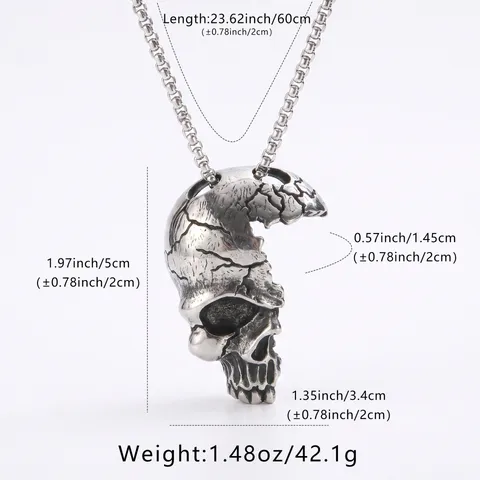 Herren Edelstahl Punk Skull Anhänger Halskette Vintage Gothic Rock Biker Kette Mode Schmuck Geschenk