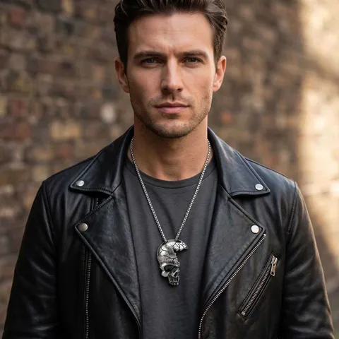Herren Edelstahl Punk Skull Anhänger Halskette Vintage Gothic Rock Biker Kette Mode Schmuck Geschenk