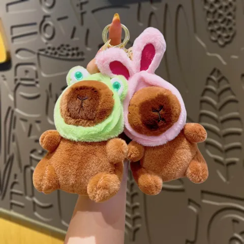 Cute Cartoon Capybara Plush Keychain Animal Stuffed Doll Toy Bag Pendant Soft Key Ring Gift For Kids