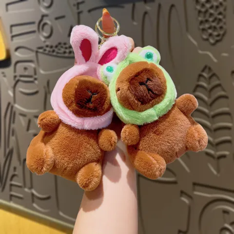 Cute Cartoon Capybara Plush Keychain Animal Stuffed Doll Toy Bag Pendant Soft Key Ring Gift For Kids