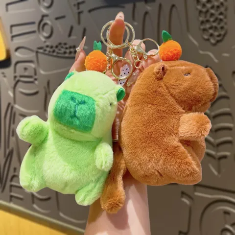 Cute Plush Capybara Keychain Cartoon Orange Animal Stuffed Doll Schoolbag Pendant Creative Decompression Toy