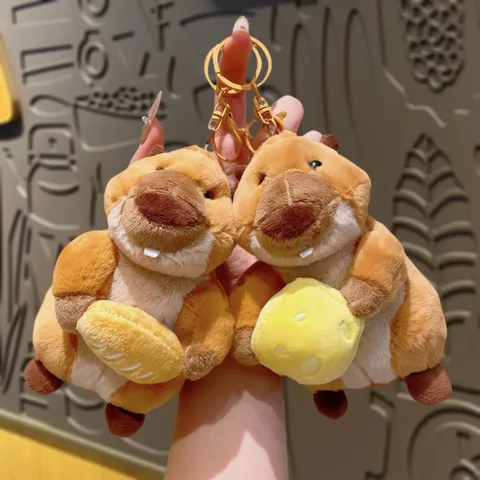 Süßes Marmott Plush Spielzeug Schlüsselanhänger Stofftier Taschenanhänger Cartoon Essen Puppe