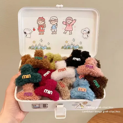 Molla per Capelli in Peluche Morbido Carina Lettera Invernale Clip Squalo Accessori Capelli Donna
