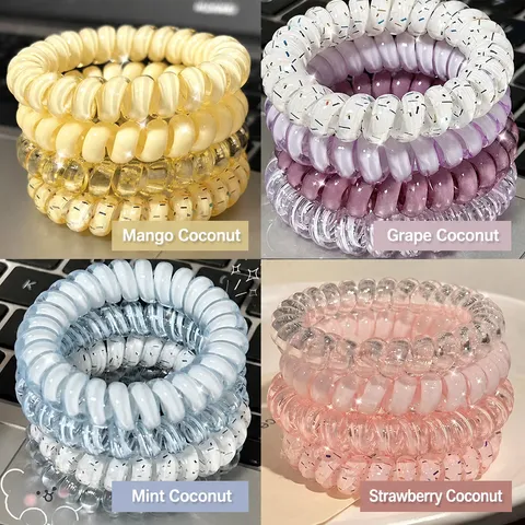 Elastici per Capelli a Cavo Telefonico a Pois Stile Coreano Anelli per Capelli in Resina Senza Tracce Set di Scrunchies Colori Macaron per Donna Ragazza Accessori per Capelli