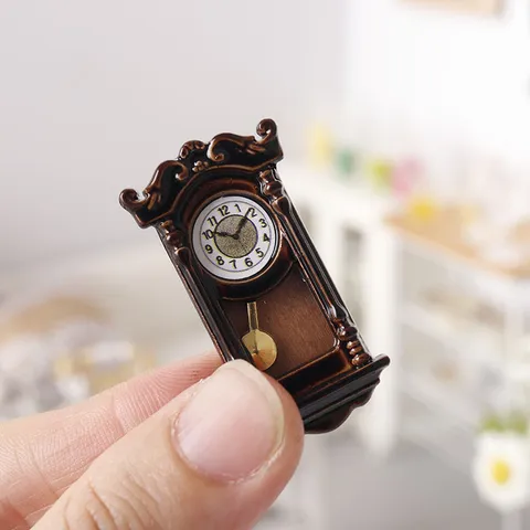 Miniature Vintage Wall Clock Alloy Dollhouse Miniature Toy Retro Clock Model For Dollhouse DIY Miniature Scene