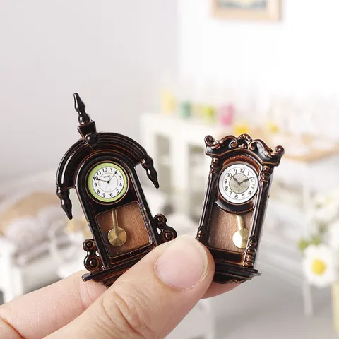 Miniature Vintage Wall Clock Alloy Dollhouse Miniature Toy Retro Clock Model For Dollhouse DIY Miniature Scene