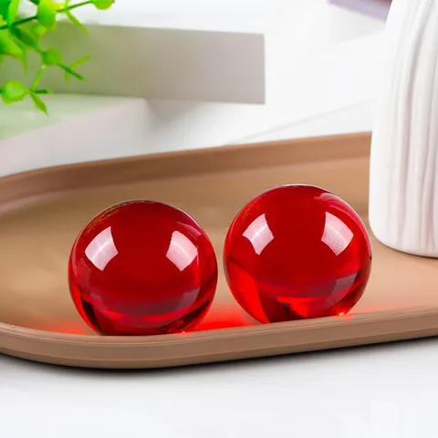 Red Crystal Ball Glass Sphere Feng Shui Lucky Wealth Ornament For Home Office Desk Decor Fortune Figurine Gift