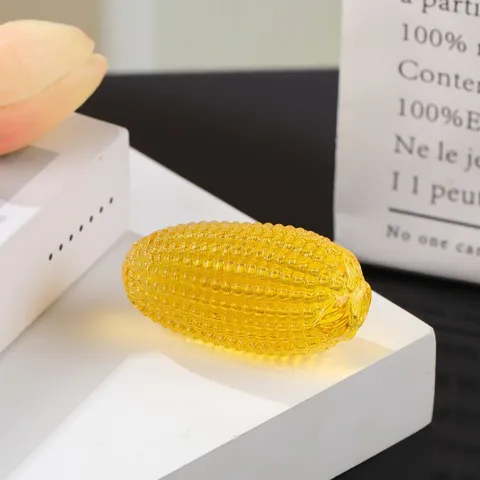Glazed Glass Corn Figurine Crystal Corn Ornament Modern Minimalist Simulation Corn Sculpture For Home Office Decor