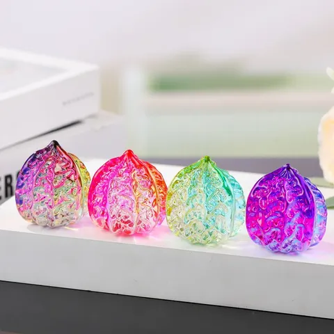 Ornement de Boule de Fitness en Verre Pièce à Main de Noyer en Verre Coloré Nouveau Style Chinois Texture Simulée Décor de Bureau