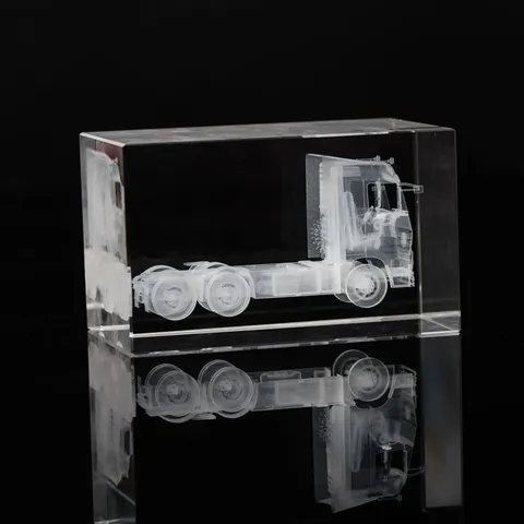 K9 Crystal Cube Laser Engraved 3D Heavy Truck Block Clear Glass Figurine Business Gift Home Office Desk Decor