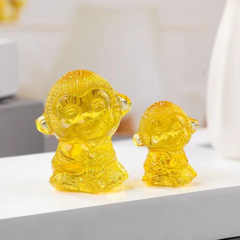 New Chinese Style Colored Glaze Monkey Figurine Lucky Zodiac Animal Statue Home Decor Tabletop Ornament Gift