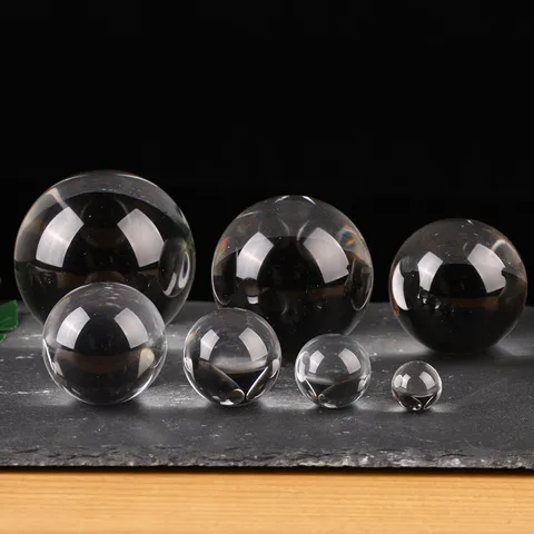 Boule en Verre de Cristal Transparent Sphère Claire Décoration Intérieure Accessoire de Photographie Ornement Décoratif