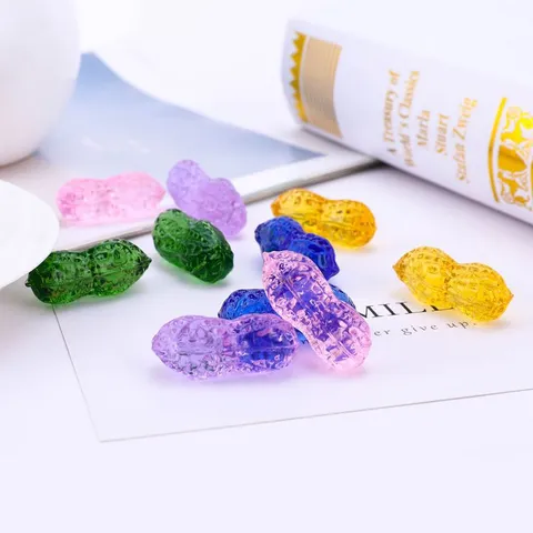 Figurine de Cacahuète en Cristal Transparent Jaune Rose Violet Bleu Vert Rouge Arc-en-Ciel Ornement en Verre de Cristal Décoration Cadeau