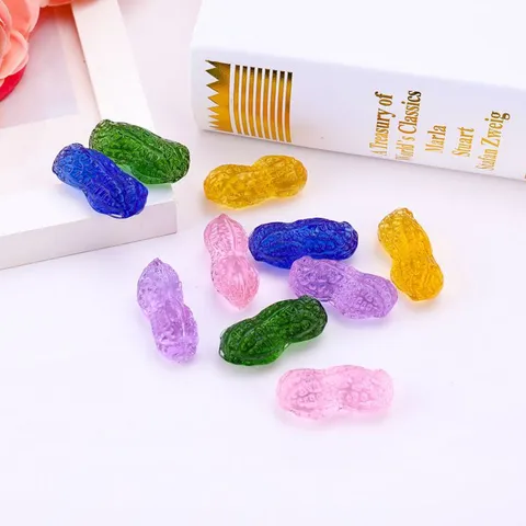 Figurine de Cacahuète en Cristal Transparent Jaune Rose Violet Bleu Vert Rouge Arc-en-Ciel Ornement en Verre de Cristal Décoration Cadeau