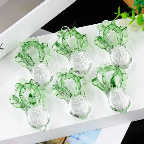 Crystal Cabbage Figurine K9 Crystal Transparent Office Desktop Small Ornament Home Decoration Chinese Style Craft