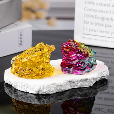 Colored Glaze Money Toad Figurine Wealth Attracting Feng Shui Toad Statue Modern Minimalist Home Office Desktop Decor Gift