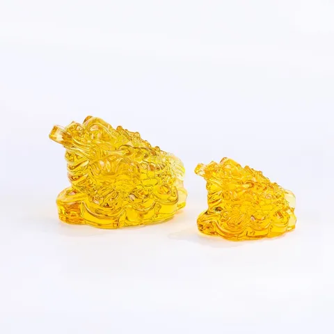 Feng Shui Golden Toad Wealth Crystal Figurine Traditional Chinese Lucky Money Toad Ornament Home Office Decor Craft Gift