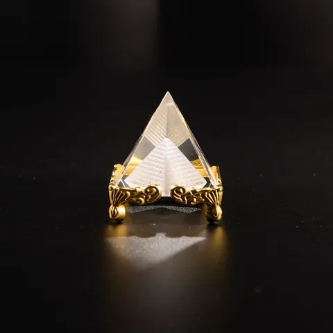 Clear Crystal Pyramid Figurine Laser Engraved Geometry Feng Shui Model Home Office Desk Decor Business Gift