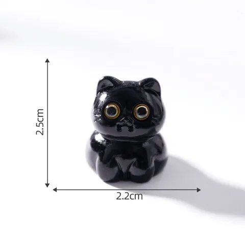 Simpatica Statuetta di Gatto Nero in Resina Mini Ornamenti di Gattino Cartoon per Scrivania Auto Decorazione di Micro Paesaggio