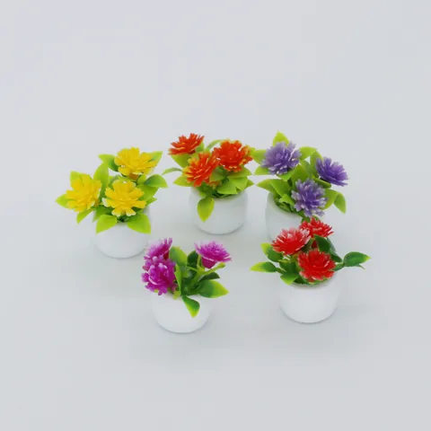 Plantas en Maceta Miniaturas para Casa de Muñecas Plástico Flor Artificial Micropaisaje Decoración del Hogar Planta de Simulación Juguete