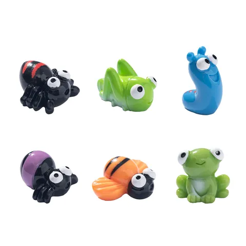 Cute Mini Resin Cartoon Insect Frog Bee Spider Figurines For Micro Landscape Gardening DIY Desktop Miniature Animals Ornaments