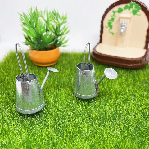 Dollhouse Miniature Outdoor Garden Metal Watering Can Water Bucket Micro Landscape Doll House Accessories Decor