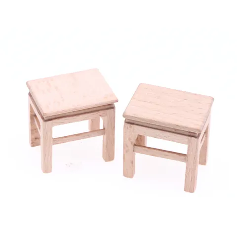 Maison de Poupée Miniature Tabouret en Bois OB11 Micro Paysage Scène de Maison Accessoire de Meuble Modèle Jouet