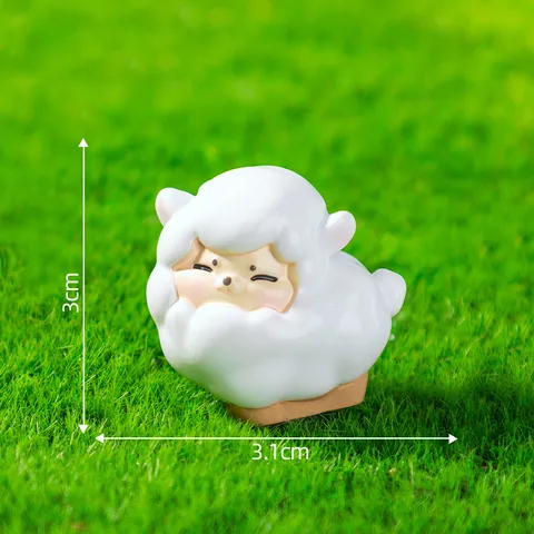 Microlandschap Creatieve Schattige Kleine Schaap Hars Beeldje DIY Blind Tas Accessoires Mini Desktop Auto Ornament