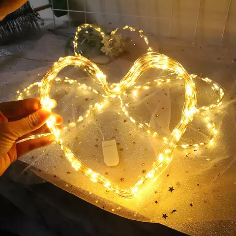 Guirlanda de Luces LED de Alambre de Cobre a Pila para Caja de Regalo Ramo Pastel Decoración de Fiesta de Bodas