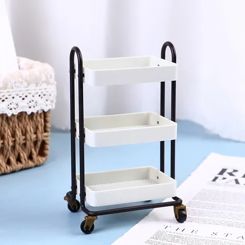 1:12 Scale Dollhouse Miniature Storage Cart Simulation Kitchen Model Toy Doll House Furniture Accessory