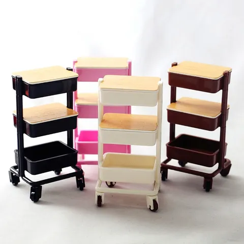 1:12 Scale Dollhouse Miniature Storage Cart Simulation Kitchen Model Toy Doll House Furniture Accessory