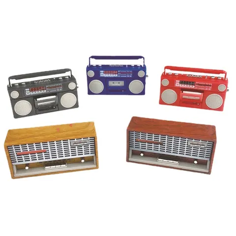1:12 Dollhouse Miniature Radio Plastic Vintage Recorder Model Toy Doll House Decorative Miniature Sound Equipment