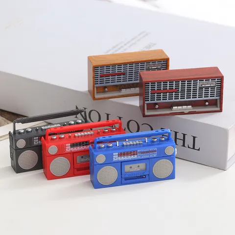 Dollhouse Miniature Retro Radio Recorder Model Simulation Tiny Ornament Doll House Scene Decor