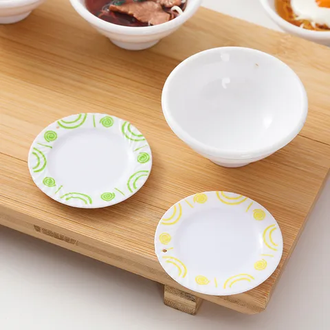 Miniatura Simulación Comida Juguete Vajilla Plástico Tazón de Arroz Plato Conjunto Casa de Muñecas DIY Accesorios