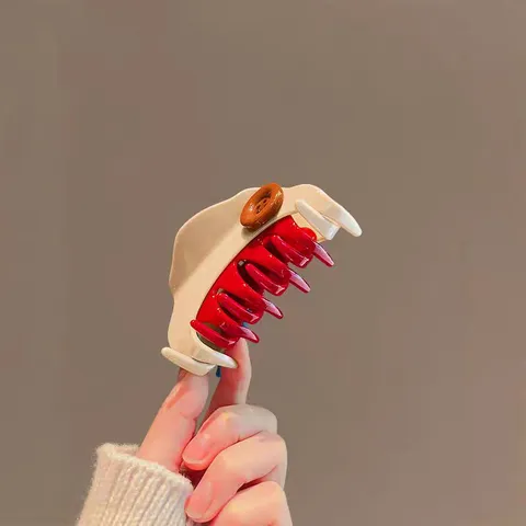 Damen Neuheit Knopf Doppelseitige Haarklammer Harz Schick Mittelgroße Haifischklammer Haaraccessoires Für Styling