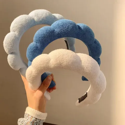 Serre-tête Nuage en Tissu Minimaliste pour Femmes Large Bord Bandeau Gonflé Accessoires de Coiffure Quotidiens
