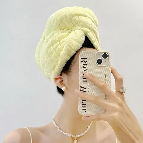 Bonnet de Bain Séchage Cheveux Polaire Corail Double Couche Épaissie Absorbant Séchage Rapide pour Femmes