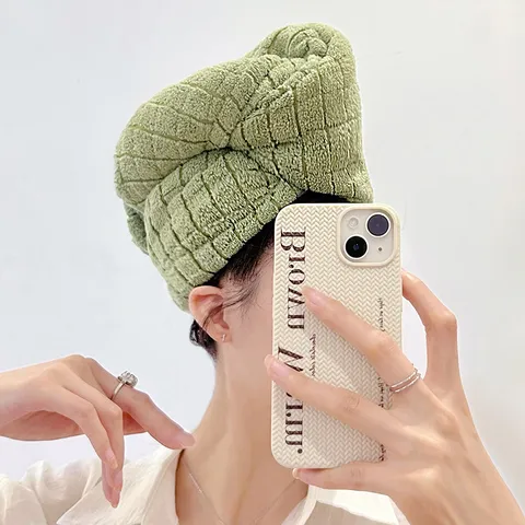 Bonnet de Bain Séchage Cheveux Polaire Corail Double Couche Épaissie Absorbant Séchage Rapide pour Femmes