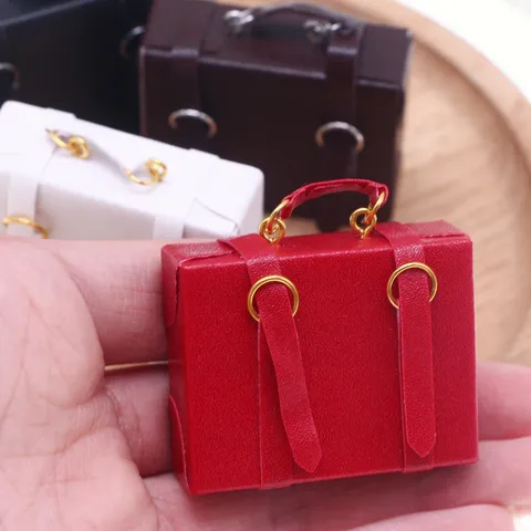 Miniatur Puppenhaus Aktenkoffer Leder Koffer BJD Mini Handtasche Puppenhaus Möbel Modell Spielzeug Heimdekoration Zubehör