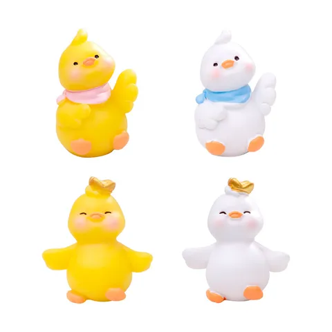 Mini Figurine de Canard Mignon en Résine Micro Paysage Ornament Animal de Cartoon Décoration de Bureau et Auto